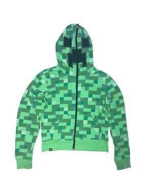 Jinx Kid M Green Pixel Creeper Zip Hoodie